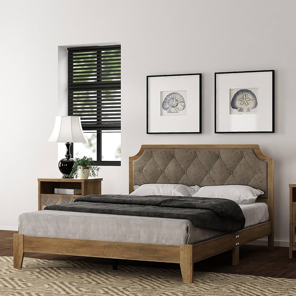 Fellows!(Q)「Q.E.D.」 QZhommer Full Size Bed Frame with Velvet Upholstered